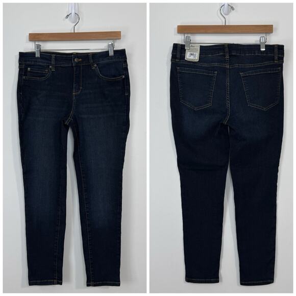 NWT G. H. Bass & Co. Contour Skinny Fit Jeans Petite Size 12P Blue Dark Wash - Picture 1 of 12